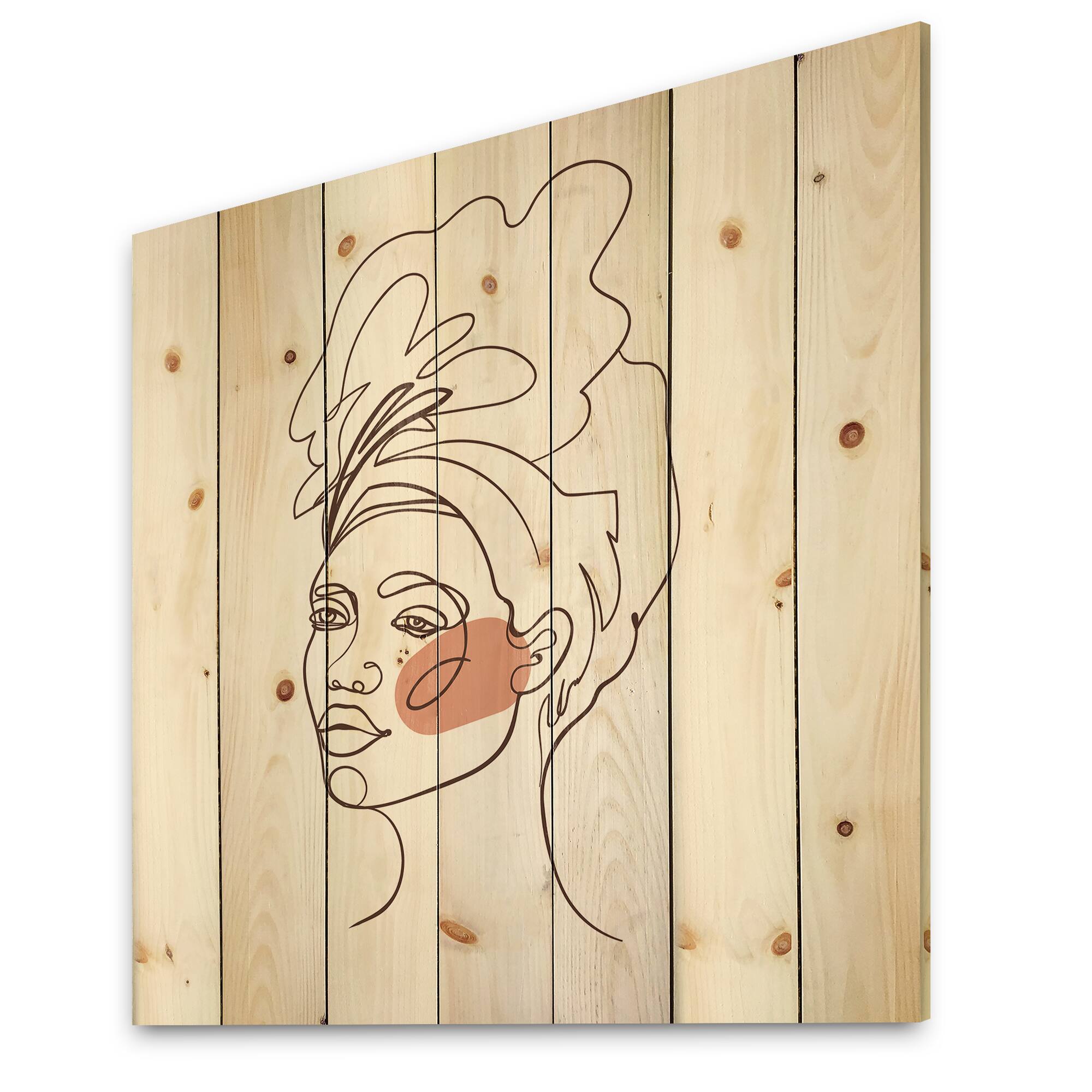 Designart - One Line Portrait of African American Woman III